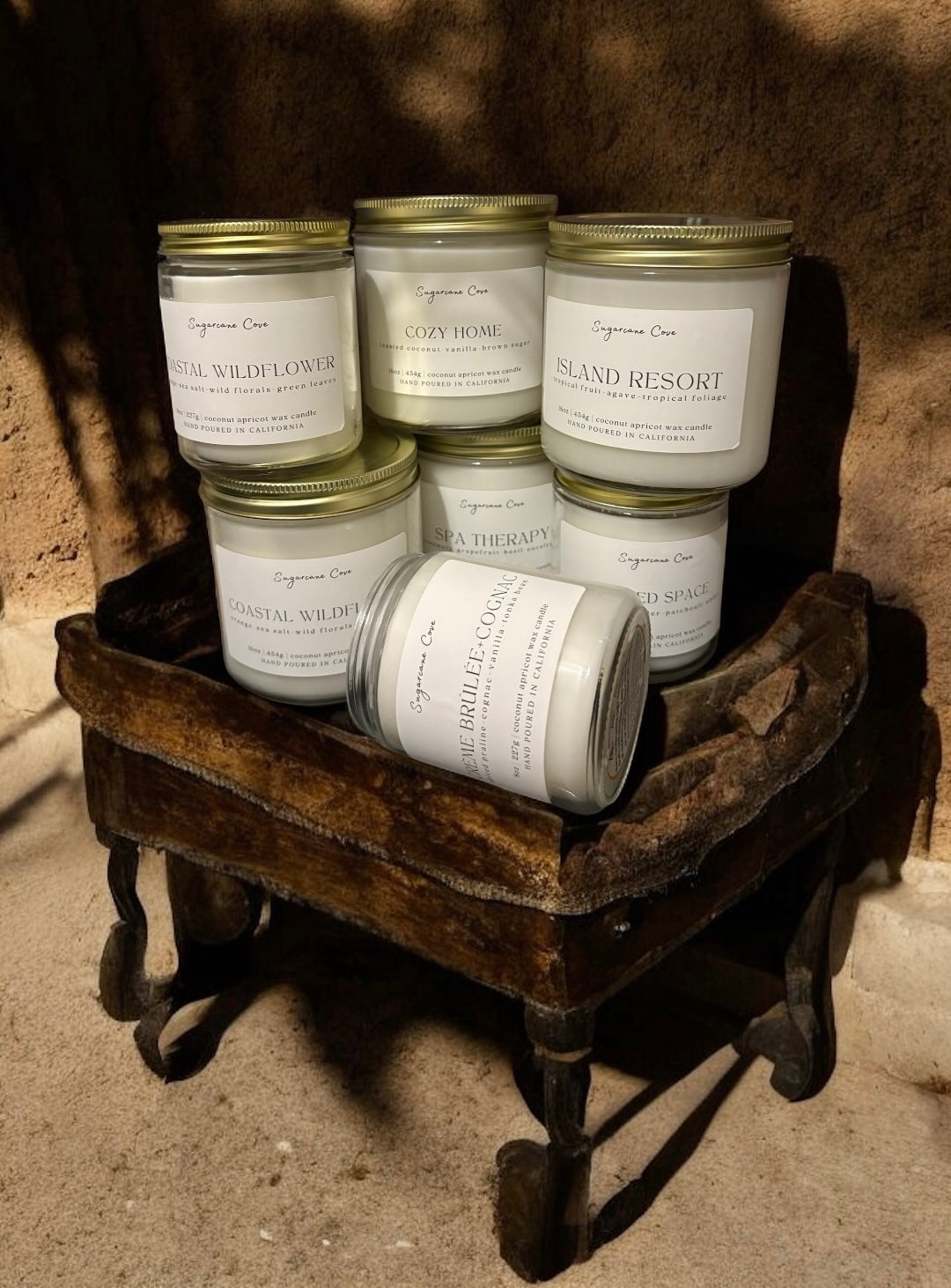 SIGNATURE CANDLES - Clear Jar/Gold Lid - Med and Large Sizes