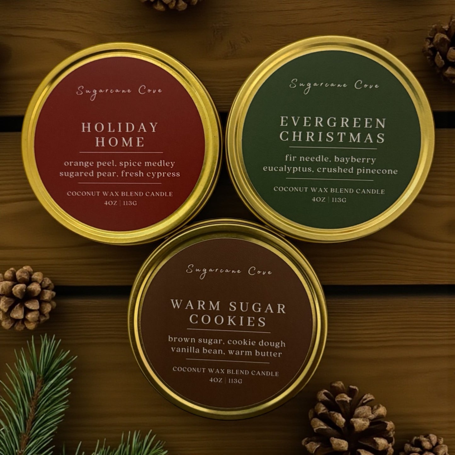 HOLIDAY GIFT SET - 4oz Tin Candle Trio