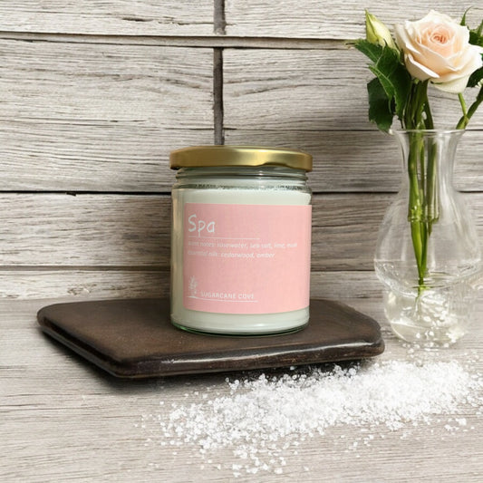 SPA 8oz Candle - rosewater, sea salt, lime leaf