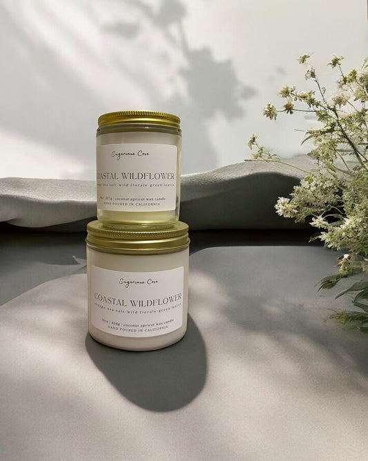 SIGNATURE CANDLES - Clear Jar/Gold Lid - Med and Large Sizes